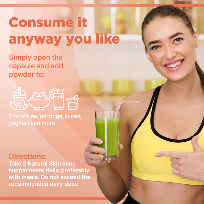 Strength & Spices Natural Skin, Acne Control Skin Care Supplement, Vegan Multivitamin with 8 Ingredients Rich in Vitamin A and Amino Acids, Vegan Formula for Clear, Healthy Skin, 1000mg, 60 Capsules Jar
