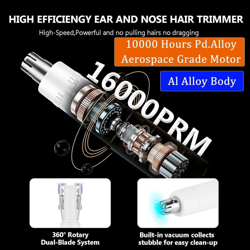 Nose Hair Trimmer for Men Women, Painless USB Rechargeable Nose Trimmer for Men, Eyebrow & Facial Hair Trimmer Dual Edge Blades for Smoother Cutting with IPX7 Waterproof 7.13"*3.46"*1.06" Black