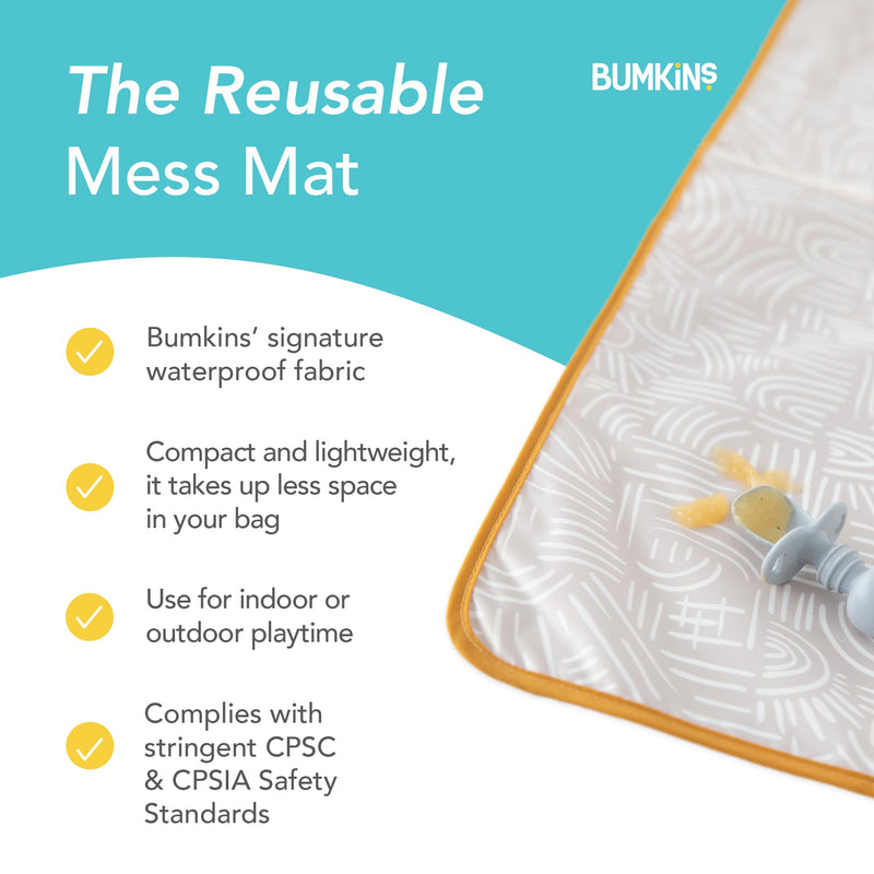 [Australia] - Bumkins Baby Splat Mat for Under High Chair, Babies Toddlers Eating Mess Mat, Waterproof Reusable Cloth for Arts and Crafts, Playtime Mat for Kids, Floors or Tables, Fabric 42inx42in, Desert Boho B2 Wander 