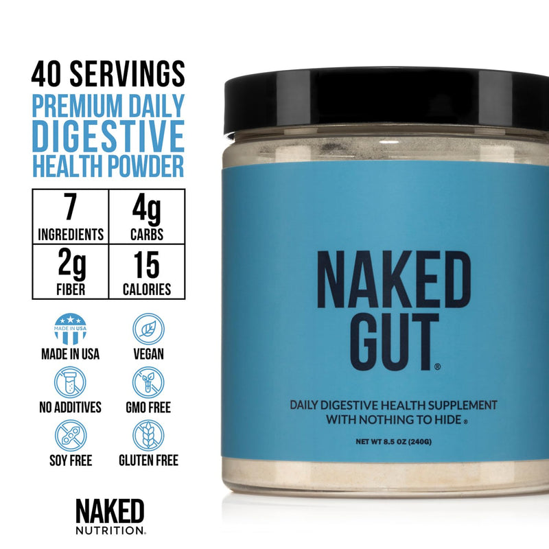 [Australia] - NAKED Gut - Daily Gut Health Supplement - Natural Gut Health Powder for Gut Cleanse, Digestive Support, GMO-Free, Soy-Free, Gluten-Free, Vegan and Hypoallergenic, 40 Servings 