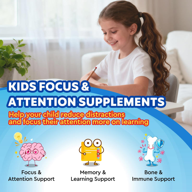 Kids Focus and Attention Supplements with Phosphatidylserine, Omega-3, Magnesium Glycinate & L-Theanine, Brain Vitamins Liquid Drops for Kids Memory, Cognitive, Sleep, Calm & Mood, Strawberry, 2 Fl Oz 2 Fl Oz (Pack of 1)