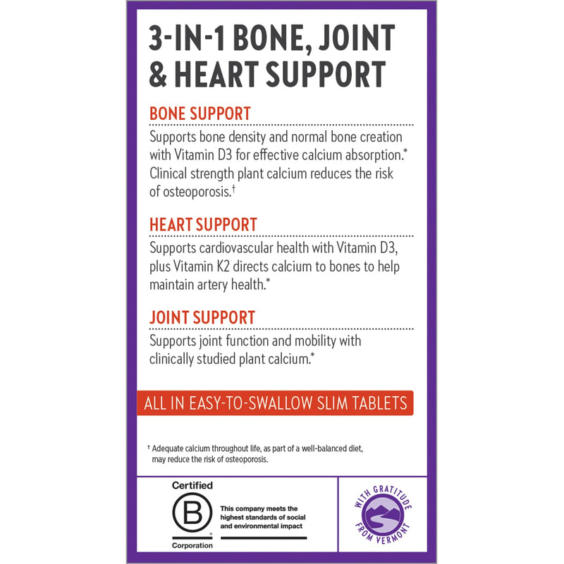 [Australia] - New Chapter Calcium Supplement - Bone Strength Organic Calcium with Magnesium, Vitamin D3+K2, 70+ Trace Minerals for Bone Health, Gluten Free, Easy to Swallow - 120 Slim Tablets 120 Count (Pack of 1) 