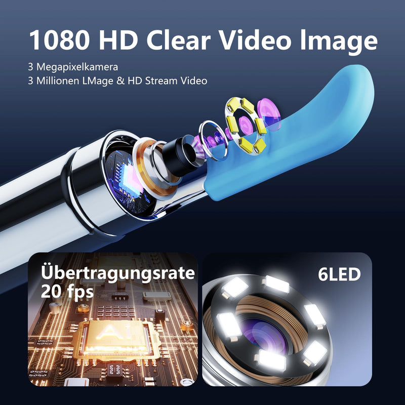 [Australia] - Earwax Remover Otoscope, 1080P HD WiFi Ear Cleaner Camera, 3.5mm Ear Camera with 6 LEDs, IP67 Waterproof Ear Mirror, 360° Wide Angle Otoscope Camera for Adults, Children, iOS, iPad, Android R1 Ultra Black 