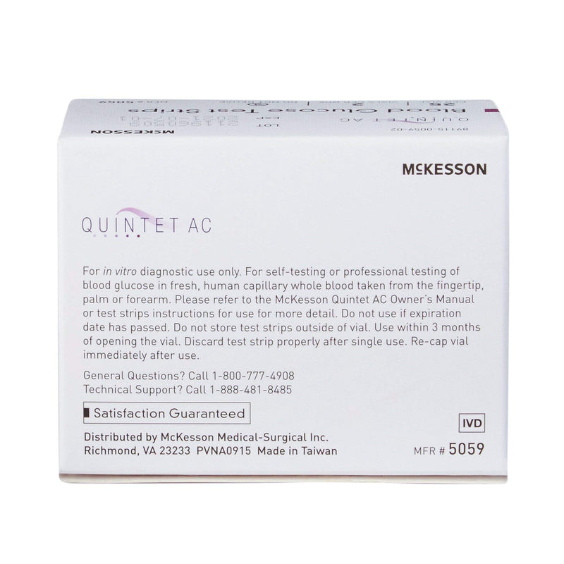 [Australia] - McKesson Quintet AC Blood Glucose Test Strips - Auto Coding, Noble Electrode Strips, for Self-Testing and Point-of-Care Testing of Whole Blood Glucose, 50 Strips, 1 Pack 25 Count (Pack of 2) 