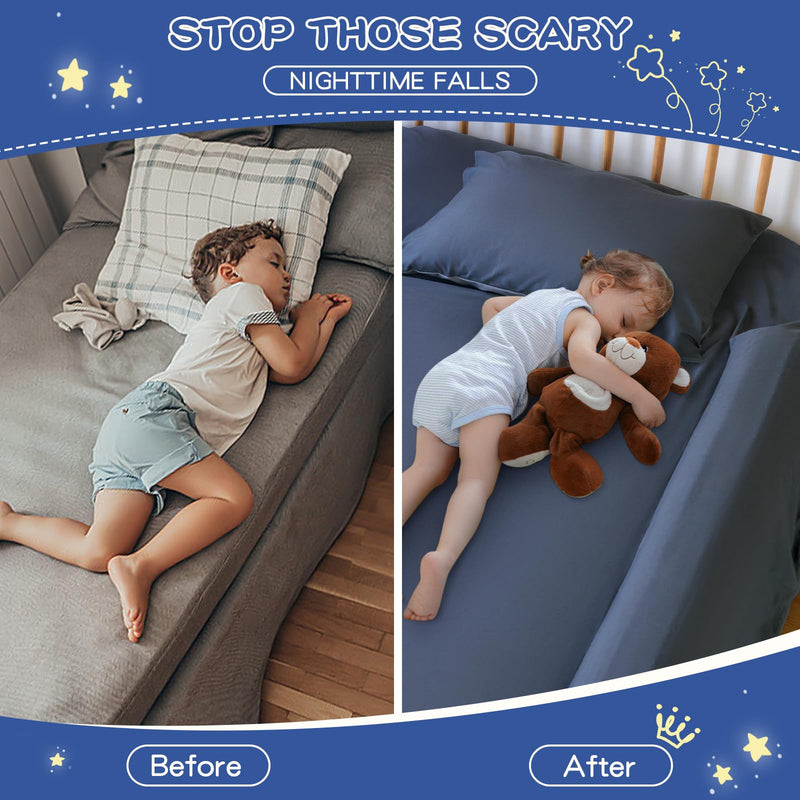 [Australia] - Bed Bumpers for Toddlers Foam Bed Rail for Toddlers 1 Pack Bed Rails Bumper for Queen, King, Twin, Full-Size Bed with Non-Slip Machine Washable Cover Grey 