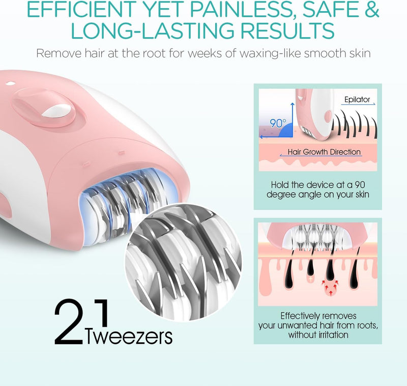 [Australia] - Epilator for Women, Smooth Glide Epilator for Women Face with 2 Speeds, Smooth Face Trimmer Device, Facial Hair Removal for Face Legs Arms Armpit Bikini 