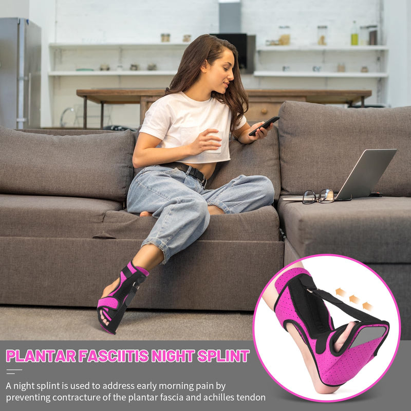 [Australia] - Plantar Fasciitis Night Splint: 2 Pack Plantar Fasciitis Brace for Women Men with Arch Support | Dual Effective Plantar Fasciitis Relief Achilles Tendonitis Foot Drop Heel Pain Pink 