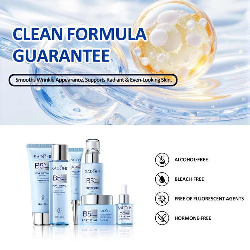 For SADOER B5 Vitamin Skincare Set, 6 Piece Barrier Repair Facial Kit, Hydrate Radiance Boost Anti-Aging,for All Skin, Self Care Gifts for Women Mom Wife Teen Girl for Valentine Christmas