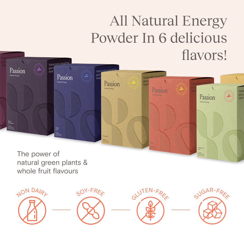 [Australia] - Yoli Passion Energy Drink Powder Mix - Natural Energy Drink Mix for Endurance and Stamina, 30 Packets - Peach Mango Flavor Peach Mango - 30 Packets 