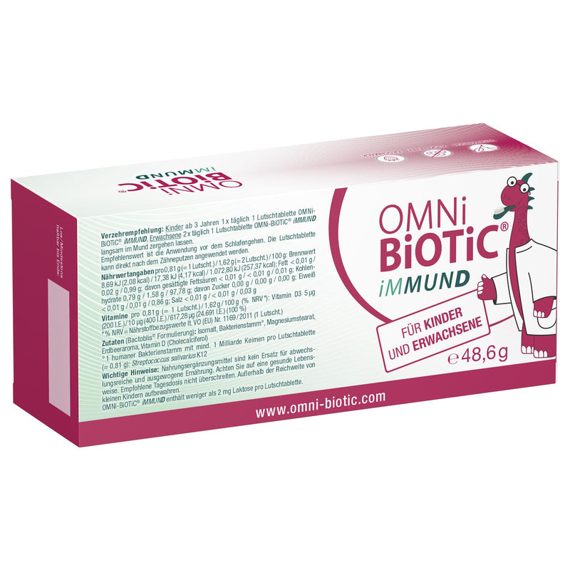 [Australia] - OMNi BiOTiC iMMUND | 60 lozenges | 1 bacterial strain | 1 billion germs per lozenge | Vitamin D | Vegetarian | Sugar free | For daily use | For adults and children 60 pieces 