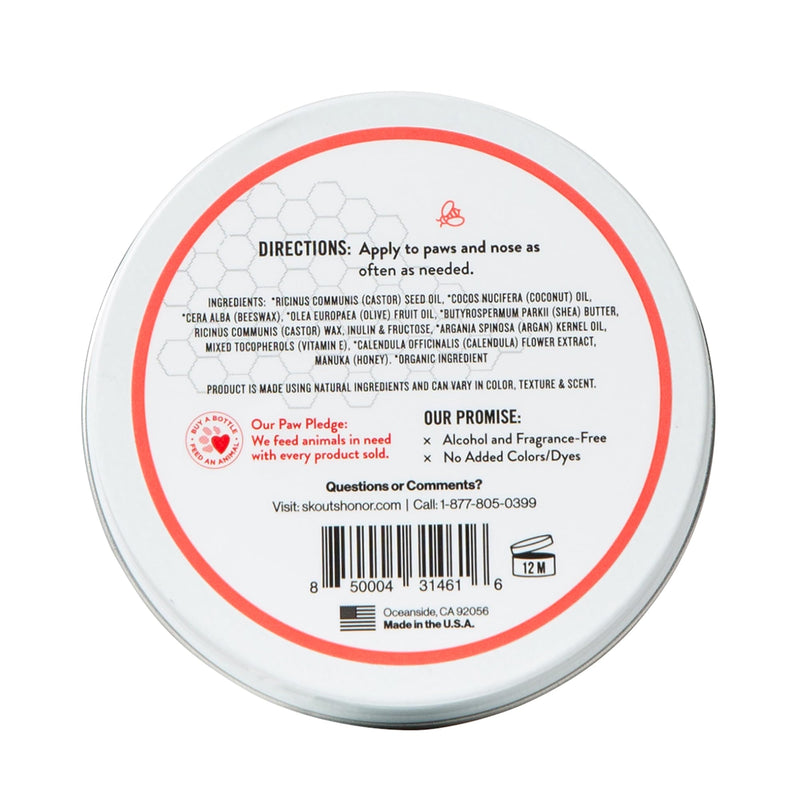SKOUT'S HONOR Prebiotic Pet Balm - 100% Natural and Made with Manuka Honey, Soothes Dry, Itchy Paws and Noses - Safe for Cats and Dogs, 2oz 1- Pack 2 oz - PawsPlanet Australia