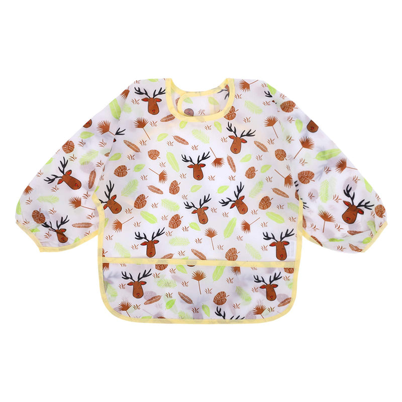 [Australia] - Accmor 4 Pack Long Sleeve Baby Bibs, Waterproof Sleeved Bib, Toddler Soft Bib for 6-36 Months Blue Dinosaur/Orange Pig/Yellow Elk/Green Cactus Medium : 6-24 Months 