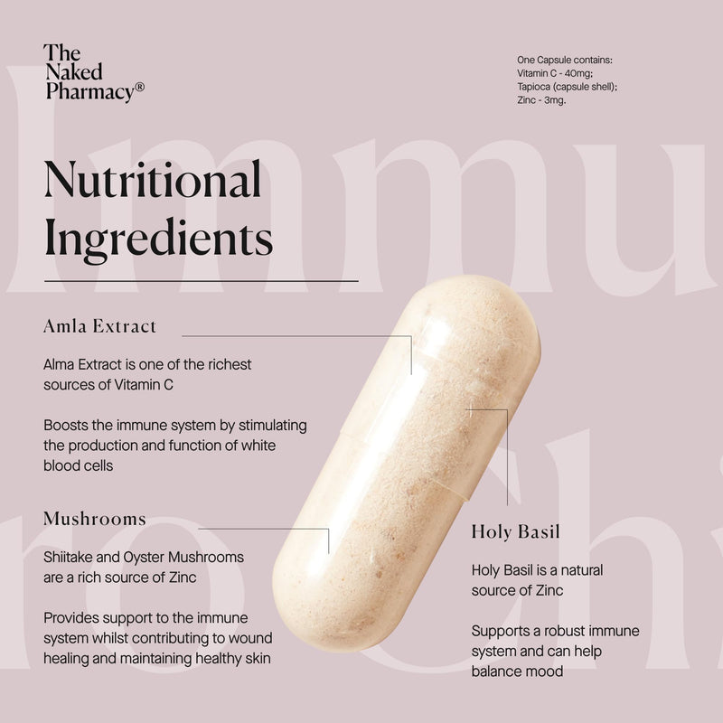 The Naked Pharmacy | Immune Hero for Children | Natural Immunity Booster | Vitamin C, Zinc & Prebiotic | Energy & Fatigue | Immune System & Metabolism | No Additives | Vegan | 60 Capsules