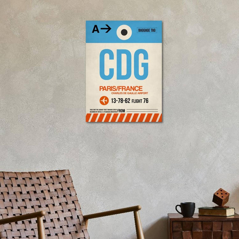 ART.COM Wall Art Print CDG Paris Luggage Tag 2 by NaxArt, 24" x 32" Unframed 32L" x 24W" Print Only