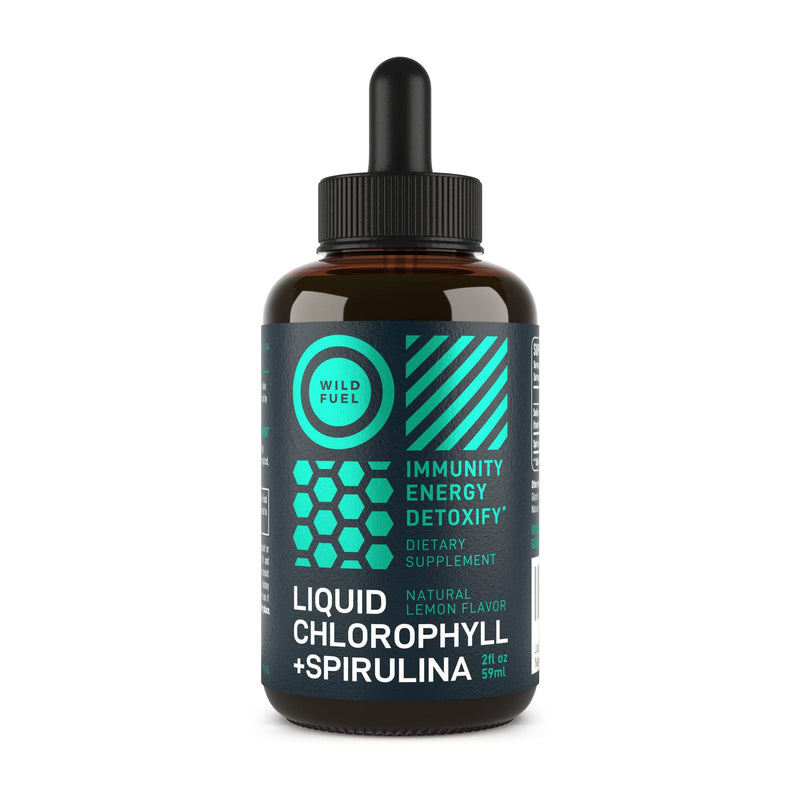 [Australia] - Liquid Chlorophyll Drops with Spirulina for Water - Full Strength Energy, Wellness, Immune Support Supplement - 50mg Chlorophyll Liquid, 12.5mg Spirulina - Lemon Flavor Detox Drink - 2oz, 118 Servings 