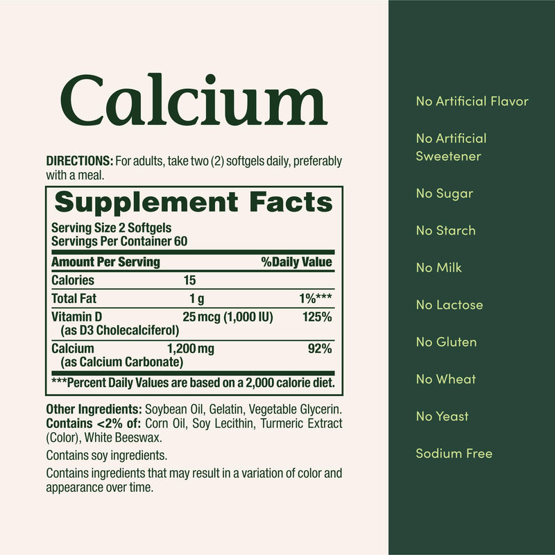 Nature's Bounty Calcium 1200mg with Vitamin D3, 220 Softgels | Bone Health & Immune Support, Vitamin D3 1000 IU 220 Count (Pack of 1)