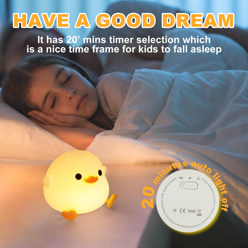 [Australia] - Duck Night Light, Cute Dodo Duck Lamp, Rechargeable Dimmable Nightlight, Silicone LED Bedside Lamp Nursery Nightlight with 20 Minutes Timer and Touch-Sensitive for Bedrooms, Living Room A - DoDo Duck 