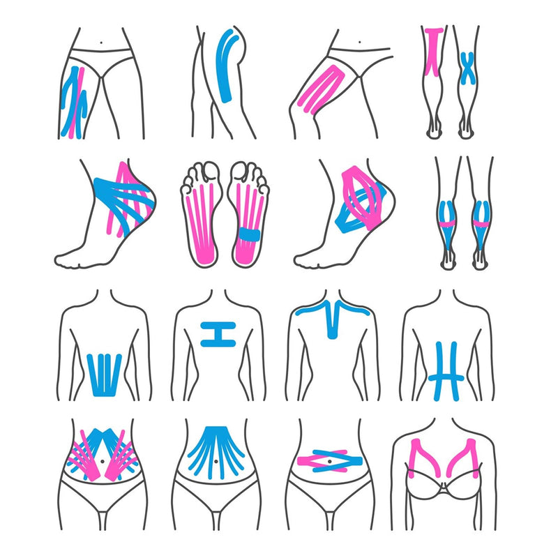 [Australia] - Ceeport Kinesiology Tape (5cm x 5m, 3 Rolls) Elastic Kinesiotape Muscle Tape for Joint and Muscle Support, Shoulder, Ankle, Elbow, Wrist, Knee Pain Relief (Black+Pink+Blue) 
