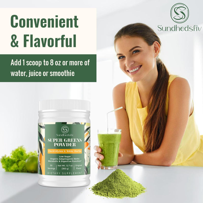 [Australia] - Super Greens Powder Superfood + Electrolytes & Tonic Herbs | Organic Greens, Shilajit, Adaptogens, Antioxidants, Preobiotic & Probiotic & Postbiotic| for Energy, Gut & Immune| Unflavored - 30 Servings 12.7 Ounce (Pack of 1) 