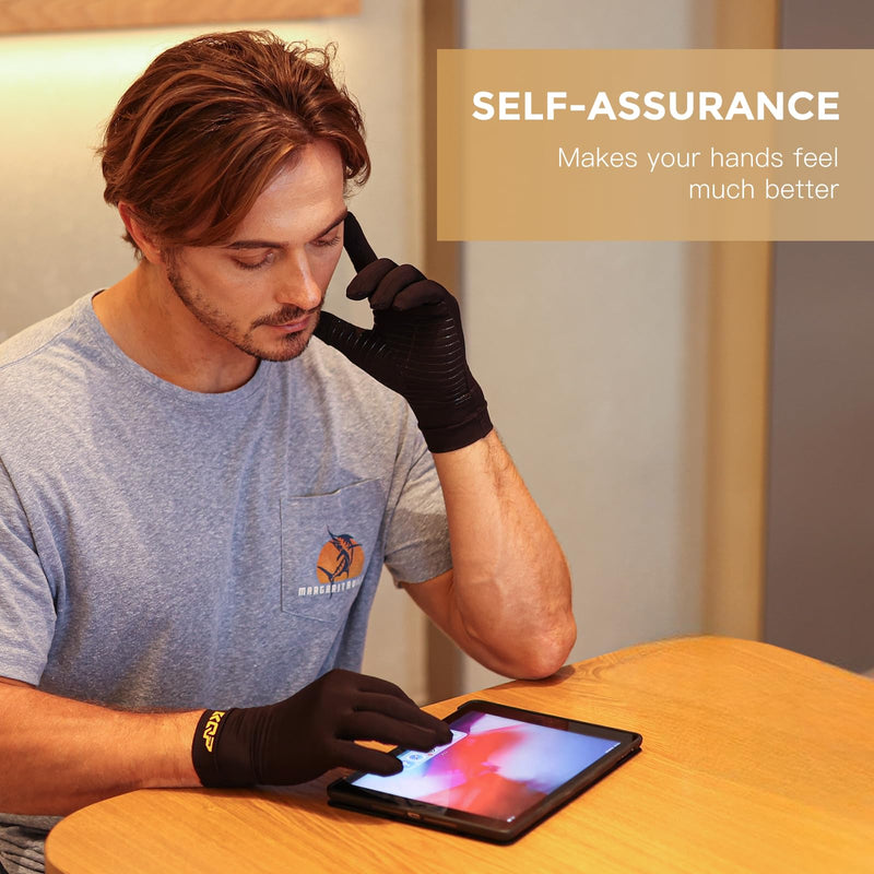 Compression Gloves For Pain Relief，1 Pair, Copper Infused Arthritis Glove, Whole-finger Medium 1pair-whole