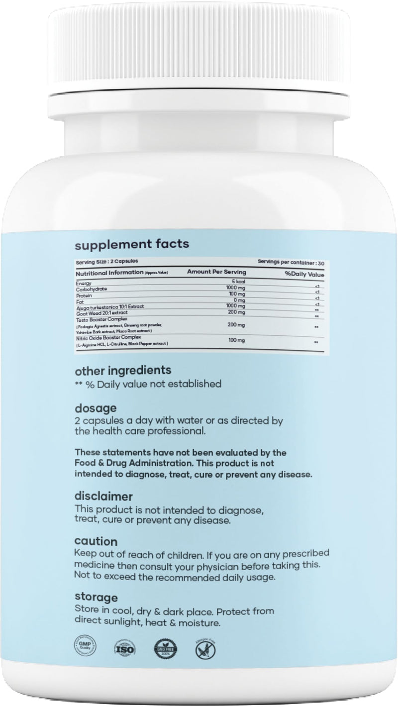 Mars by GHC Turkesterone Capsules with Ginseng & Bioperine | Plant-Based Herbal Supplement | 60 Capsules | Pack of 1