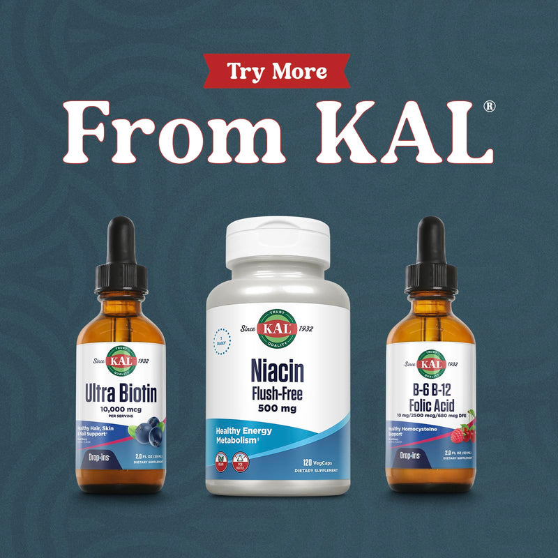 KAL Ultra Biotin 10000mcg DropIns, Natural Mixed Berry Flavor - 2 fl oz | Liquid Biotin Drops for Hair, Skin, & Nails for Women & Men, High Potency Vitamin B7 2 Fl Oz (Pack of 1)