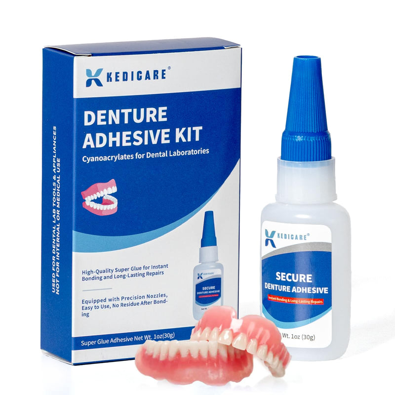 [Australia] - Dental Lab Denture Repair Glue Kit (1oz), Instant Bonding Denture Adhesive, Repair Cracks and Secure Loose Teeth, Safe Bonding No Irritating Odour 