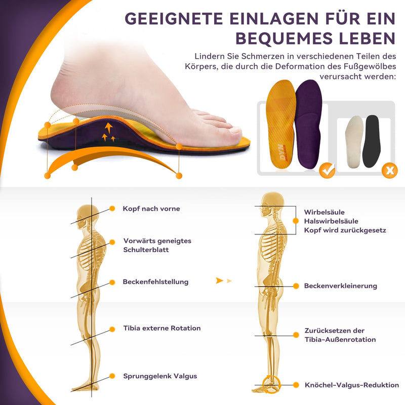 [Australia] - High Arch Support Insoles, DynWalker Metatarsal Pads Women&men, Plantar Fasciitis, Achilles Tendonitis, Heel Spurs, XL Orange XL:（Men43-44） 