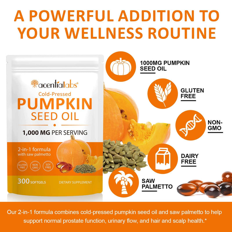 [Australia] - Pumpkin Seed Oil Capsules, 1000mg Per Softgels, Cold Pressed & Efficient Absorption, Essential Fatty Acids, Good for Hair, Urinary 