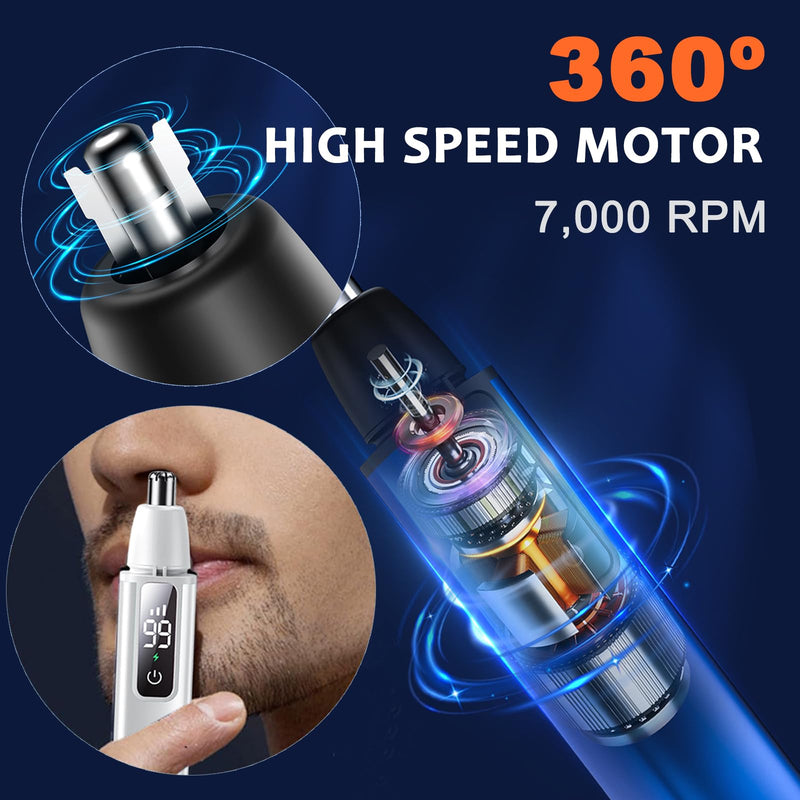 Nose Ear Hair Trimmer for Men – Eyebrow Hair Razor 2-in-1 Rechargeable Facial Hair Razor Nasal Hair Clipper Dual-Edge Face Shaver for Face Nose Peach Fuzz for Women Silver
