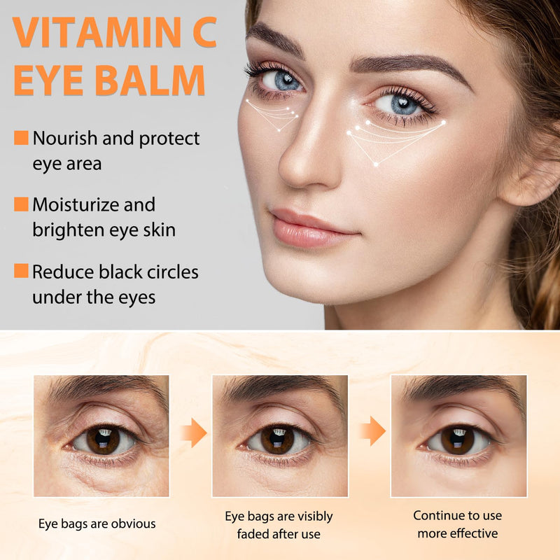 Tbexem Revive Glow Vitamin C Eye Balm, Hydrating Eye Cream,Improve Dark Circles,Brightens Skin Tone,Reduces Puffiness(2PCS)