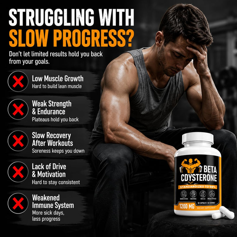 Beta Ecdysterone Supplement 1200mg Per Serving, 98% Standardized Cyanotis Arachnoidea Extract, Gym Supplements for Men, 60 Capsules