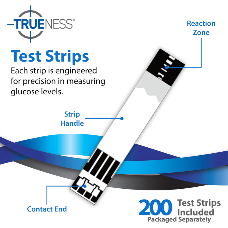 [Australia] - TRUENESS Blood Glucose Test Strips - Diabetic Blood Sugar Test Strips - Compatible with TRUENESS Meters for Accurate Diabetes Monitoring - 50 Count (4 Pack) 50 Count (Pack of 4) 