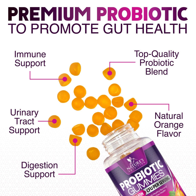 Probiotics for Digestive Health Gummies - 6 Unique Strains for Daily Immune Support & Gut Health, Supports Constipation, Gas & Bloating - Best Probiotic Supplement Gummy for Women & Men - 120 Gummies 120 Count (Pack of 1)