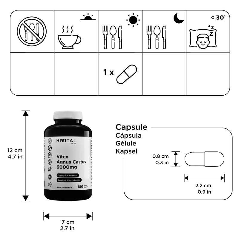 [Australia] - Vitex Agnus Castus 6000 mg. 180 vegan capsules for 6 months. Monk's pepper or chasteberry. 