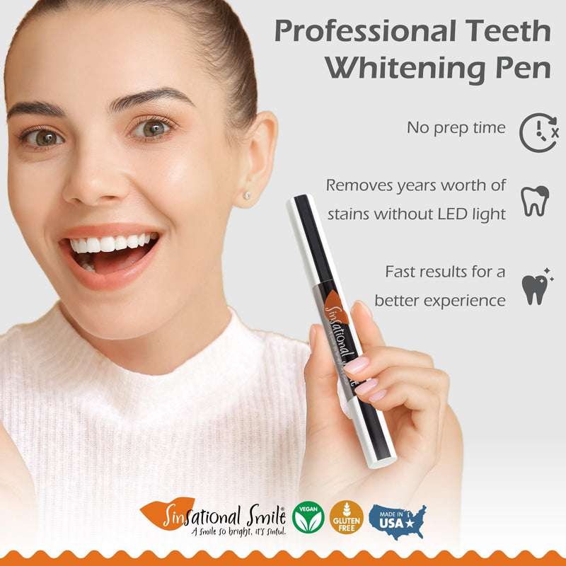 Sinsational Smile Teeth Whitening Pen, Up to 120 Treatments - Safe, Fast, Simple, Effective, Removes Stains, No Sensitivity, Enamel Safe, for Sensitive Teeth & Gums, 2-Pack 0.1 Fl Oz (Pack of 2)