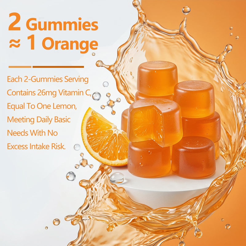 Vitamin C Gummies for Adults, Sugar Free with Orange Flavored, Vitamin C Gummies, Supports Skin Health & Immune Function, 60 Count 30-Day Supply.