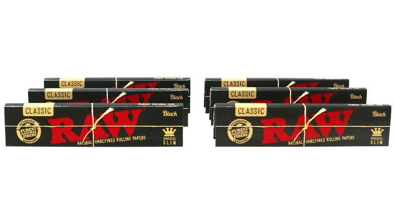 [Australia] - RAW Classic Black King Size Slim Natural Unrefined Ultra Thin 110mm Rolling Papers (6 Packs) 