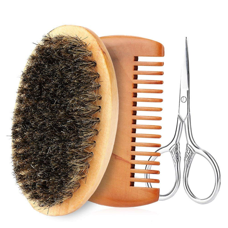 [Australia] - Beard care set, wild boar bristles, beard brush, beard comb, beard scissors, beard care gift set, men's gift 