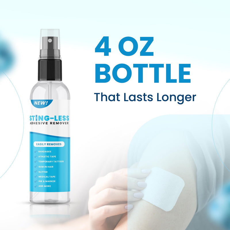 [Australia] - Sting-Less Adhesive Remover for Skin | Bandage & Surface Adhesive Remover | Sting Free Formula | All Natural | Removes Bandages, Tape, Gum in Hair, Glitter, Wig Adhesives | Made in The USA | 4 Oz Spray Bottle 2.0 