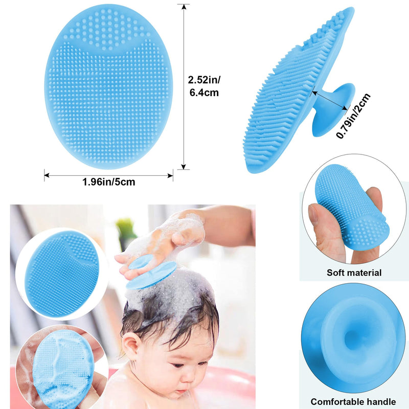 [Australia] - Baby Hair Brush with Wooden Handle and Comb Set for Newborns & Toddlers | Natural Soft Goat Bristles l Wood Comb l Blue Cradle Cap Brush| Ideal for Cradle Cap (3 Piece) Blue Silicone Brush (3pcs) 