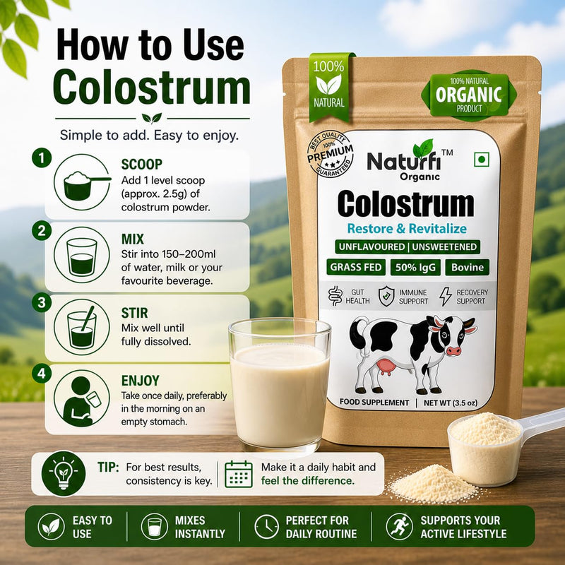 Colostrum Powder | 100 Servings | 50% IgG | Freeze-Dried | First 4-6 Hour Milking Grass Fed Colostrum - Bovine Colostrum, Gut Health Bloating Immunity Skin & Hair, Keto, Gluten & Fat Free (3.5 Oz)