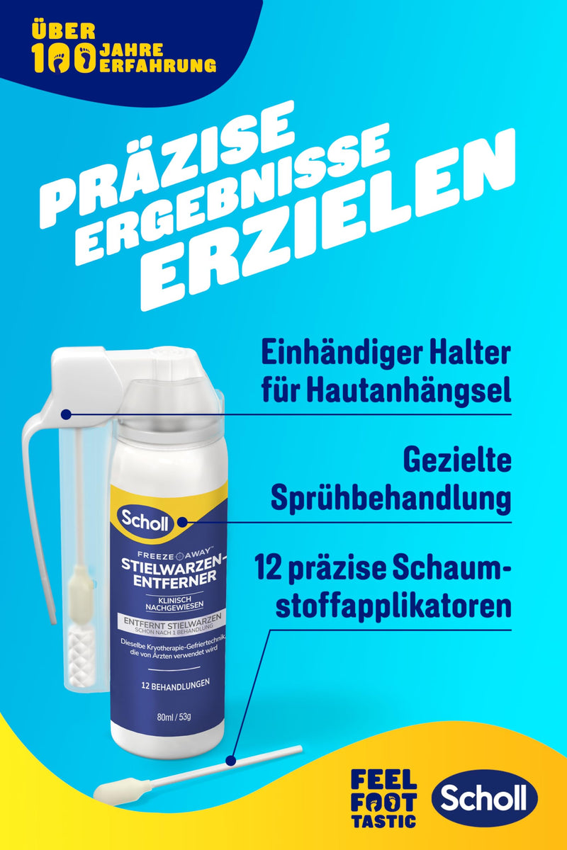 [Australia] - Scholl Freeze Away stalk wart remover set, removes skin tags in 1 treatment, stalk wart removal on neck, chest, armpit, back and groin, clinically proven, 12 treatments 