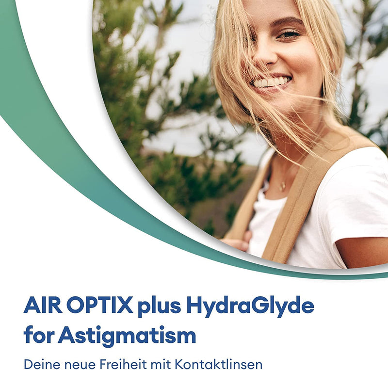[Australia] - Air Optix plus HydraGlyde for Astigmatism monthly lenses soft, 3 pieces, BC 8.7 mm, DIA 14.5 mm, CYL -0.75, AXIS 150, -2.25 diopters 