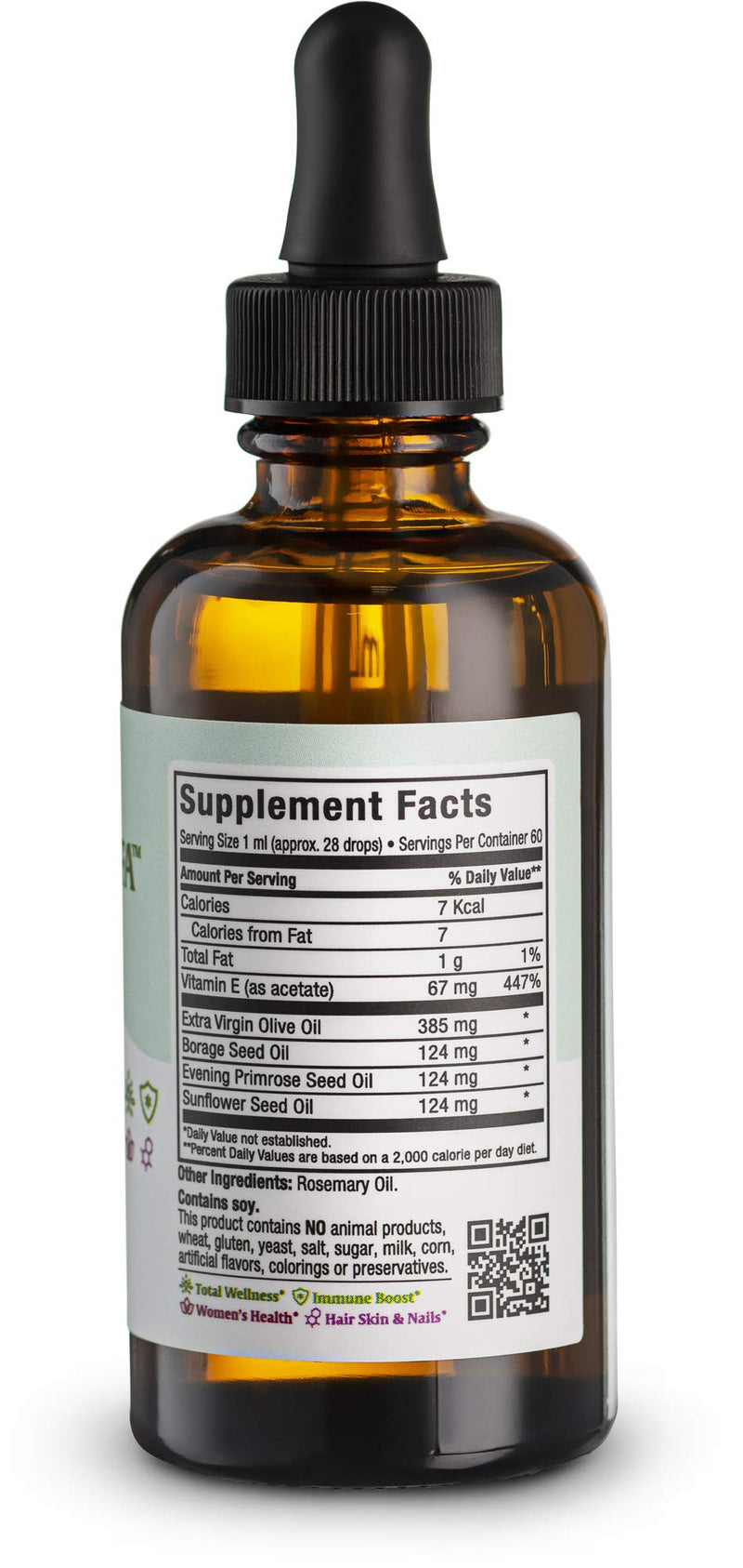 Maxi Health Premium Liquid EFA Supplement – Essential Fatty Acid Blend with Extra Virgin Olive Oil Cold Pressed, Vitamin E, & Other Oils for Skin, Hair, & Immune Support – Kosher, Vegetarian 2 Fl Oz