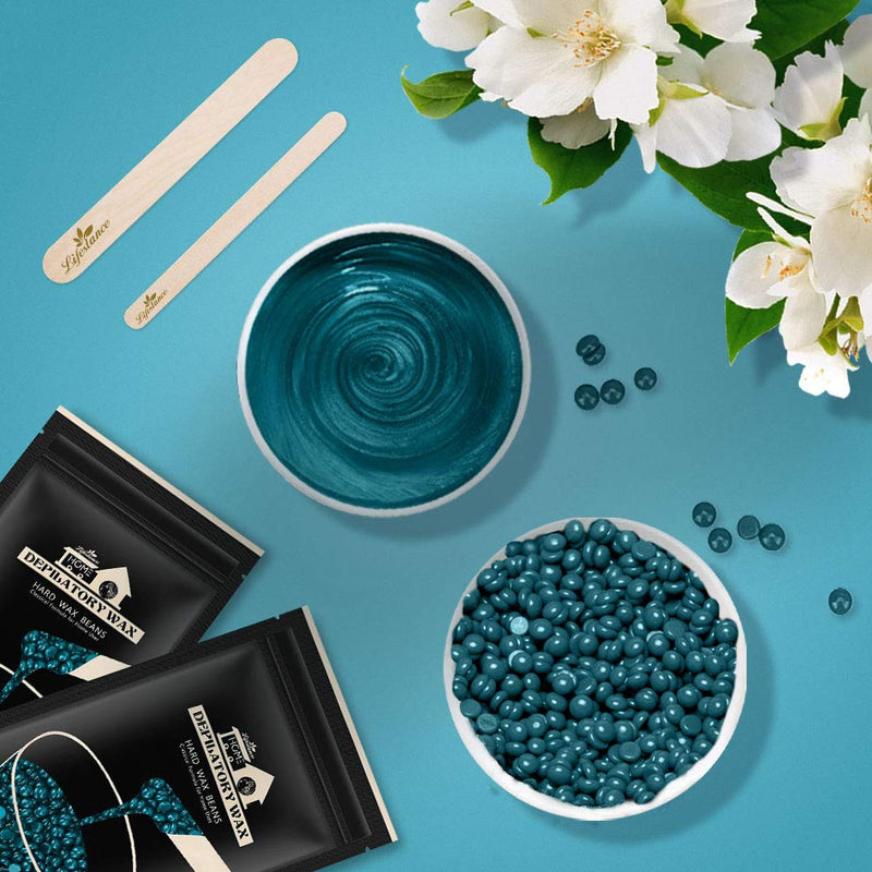 [Australia] - Lifestance Waxing Set Professional, Wax Warmer Wax Hair Removal with 400g Wax, 20 Wax Sticks, 10 Eyebrow Sticks, a Pre- and Post-Treatment Lotion, 5 Paper Rings Digital Body Waxing Set 100 g (Pack of 4) 