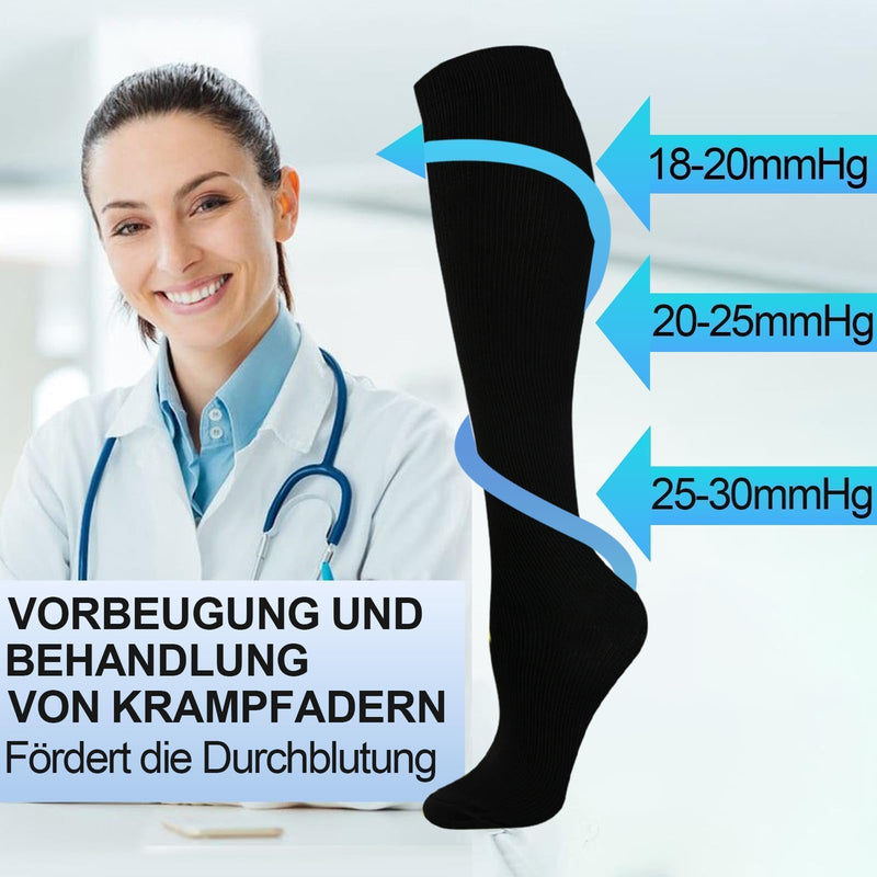 [Australia] - CAMPSNAIL Compression Stockings Women and Men Support Stockings Compression Socks for Flight Sports Travel Running S-M A-Black-3 Pairs 