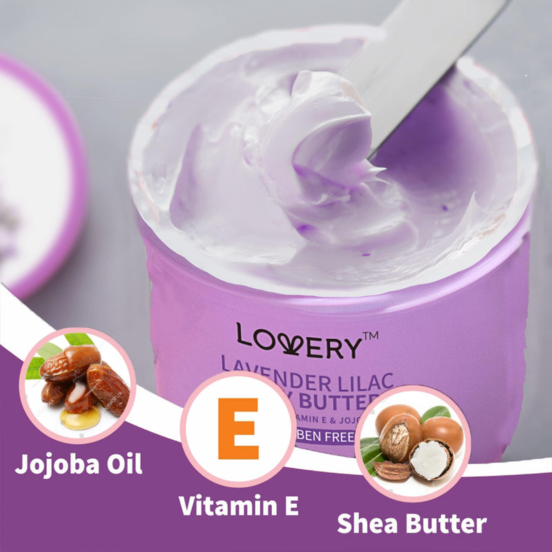 Lavender Lilac Body Butter - Shea Cream with Jojoba Oil & Vitamin E - Hydrating Natural Moisturizer for Hands - 5.74 Fl Oz 5.74 Ounce (Pack of 1)