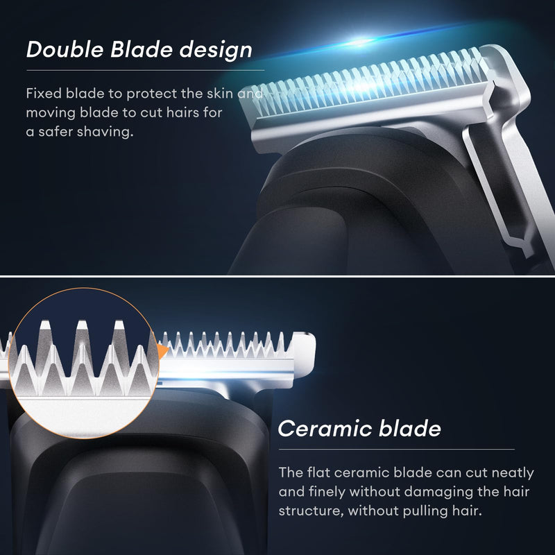 [Australia] - kensen Body Hair Trimmer for Men - Manscape 3-in-1 Beard Trimmer for Men, Men's Groin & Pubic Hair Trimmer IPX6 Waterproof Wet/Dry Electric Razor for Mens Cordless Hair Clippers for Mens Shaver (Gray) Gray 
