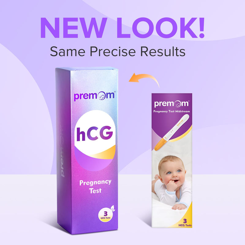 Premom Pregnancy Test Midstream | Early Detection Pregnancy Stick - Fast & Rapid hCG Tests for Home Use - 3 Count 3 Count (Pack of 1)